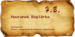 Havranek Boglárka névjegykártya